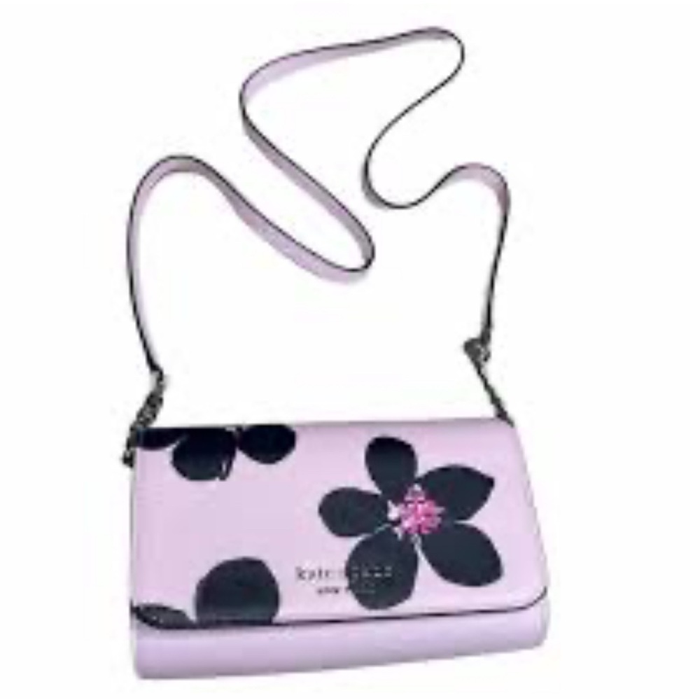 kate spade Lilac Crossbody with Black Floral Print